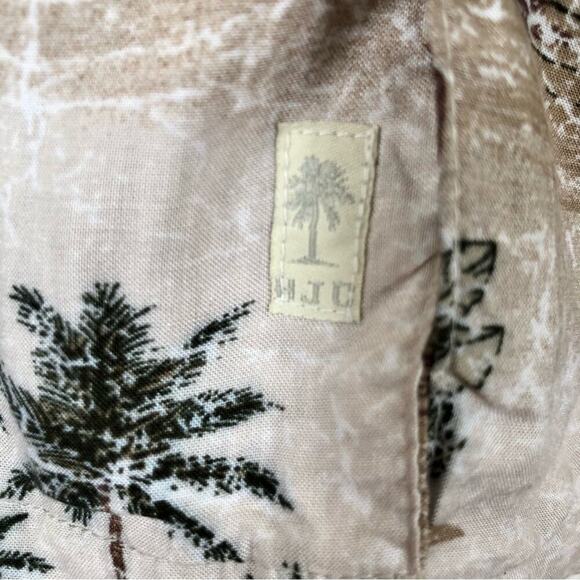 Havana Jack’s Cafe Hawaiian Shirt Small Aloha Tan Palm Tree Beach Coconut Bttns - Picture 4 of 9